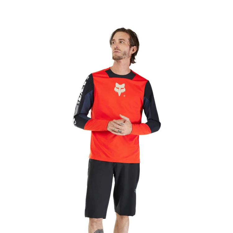 KOSZULKA ROWEROWA Z DŁUGIM RĘKAWEM FOX DEFEND ELEVATED FLUO RED M