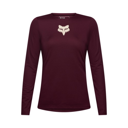 KOSZULKA ROWEROWA Z DŁUGIM RĘKAWEM DAMSKA FOX RANGER HEAD DARK MAROON S
