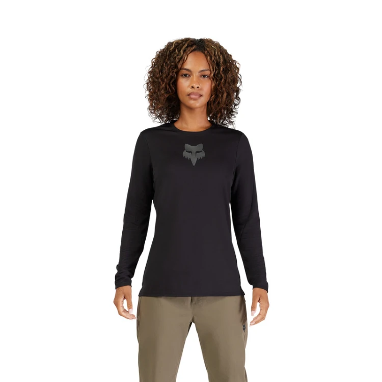 KOSZULKA ROWEROWA Z DŁUGIM RĘKAWEM DAMSKA FOX RANGER HEAD BLACK L