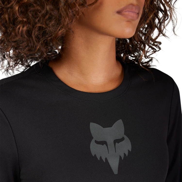 KOSZULKA ROWEROWA Z DŁUGIM RĘKAWEM DAMSKA FOX RANGER HEAD BLACK XS