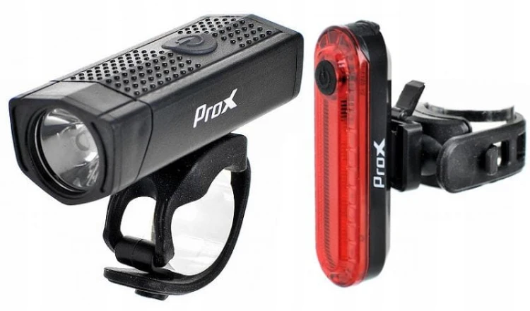 Zestaw rowerowych lampek ładowanych USB Prox Aero plus set 400 lm, 1000 mAh