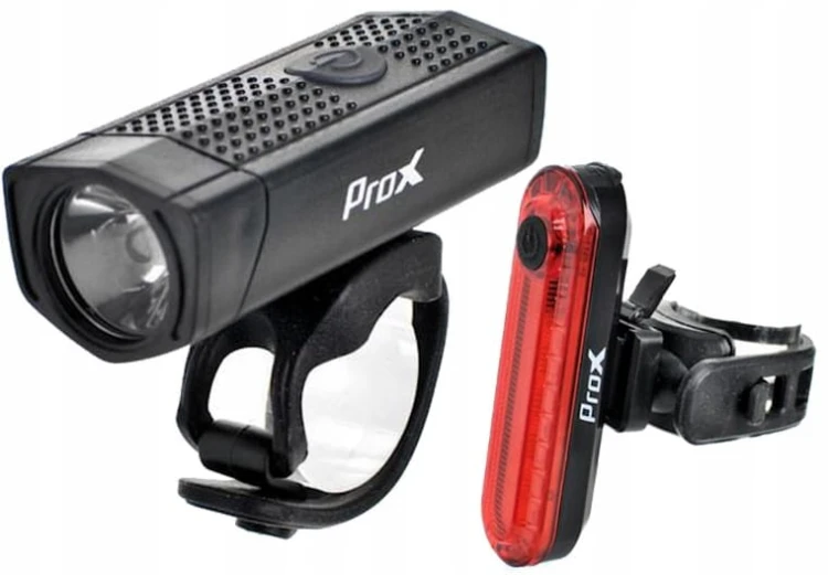 Zestaw rowerowych lampek ładowanych USB Prox Aero plus set 400 lm, 1000 mAh