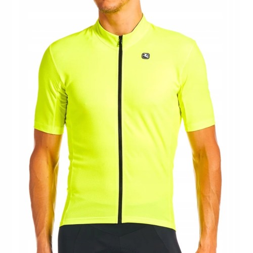 Koszulka Męska Rowerowa Giordana Fusion Żółto-Czarna Rozmiar S