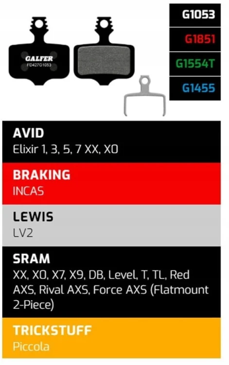 Klocki hamulcowe półmetaliczne Galfer FD427G1053 do AVID SRAM