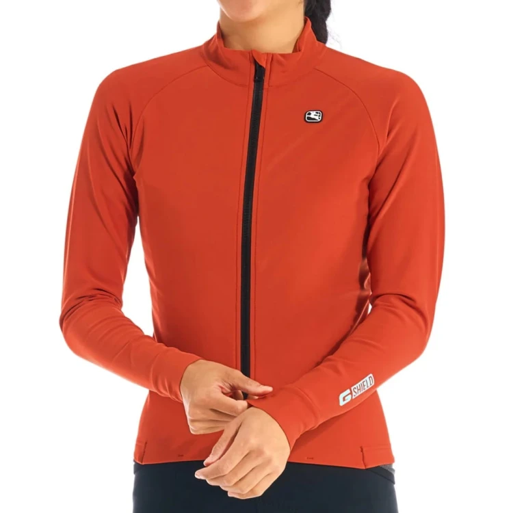 Koszulka Rower Długi Rękaw Damska Giordana G-Shield Pomarańczowa Rozmiar M