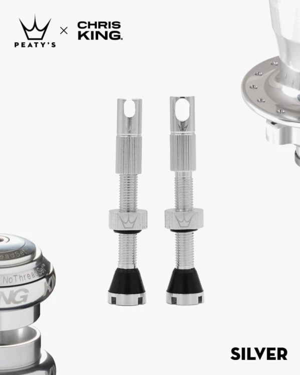 Zawory PEATY'S X CHRIS KING MK2 42mm Tubeless SREBRNY