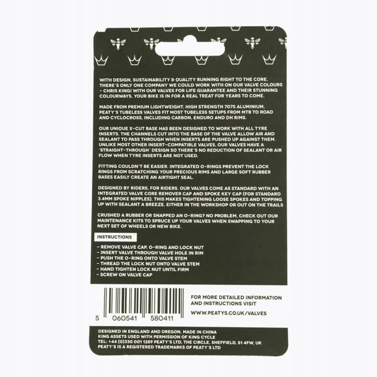 Zawory PEATY'S X CHRIS KING MK2 42mm Tubeless SREBRNY