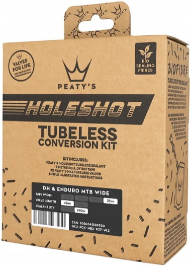 Zestaw Mleczko Taśma Wentyle PEATY'S TUBELESS CONV 37 mm DH/ENDURO WIDE