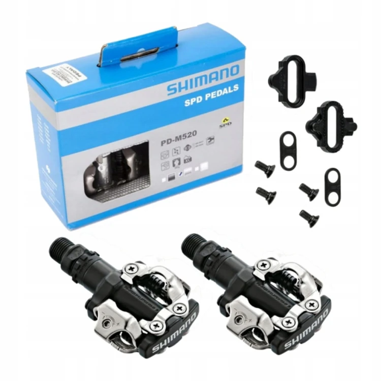 Pedały SPD Shimano PD-M520 MTB czarne + bloki BOX