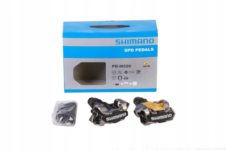 Pedały SPD Shimano PD-M520 MTB czarne + bloki BOX