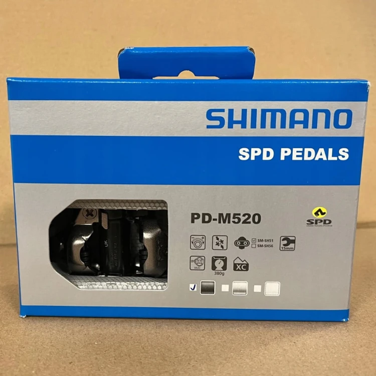 Pedały SPD Shimano PD-M520 MTB czarne + bloki BOX