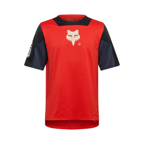 KOSZULKA ROWEROWA JUNIOR FOX DEFEND ELEVATED FLUO RED YL