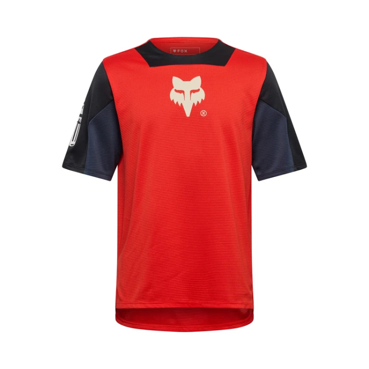 KOSZULKA ROWEROWA JUNIOR FOX DEFEND ELEVATED FLUO RED YL