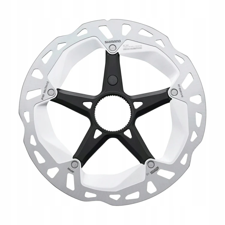 Tarcza hamulca SHIMANO RT-EM810 Ice-Tech srebrno-czarna, 203 mm, centerlock